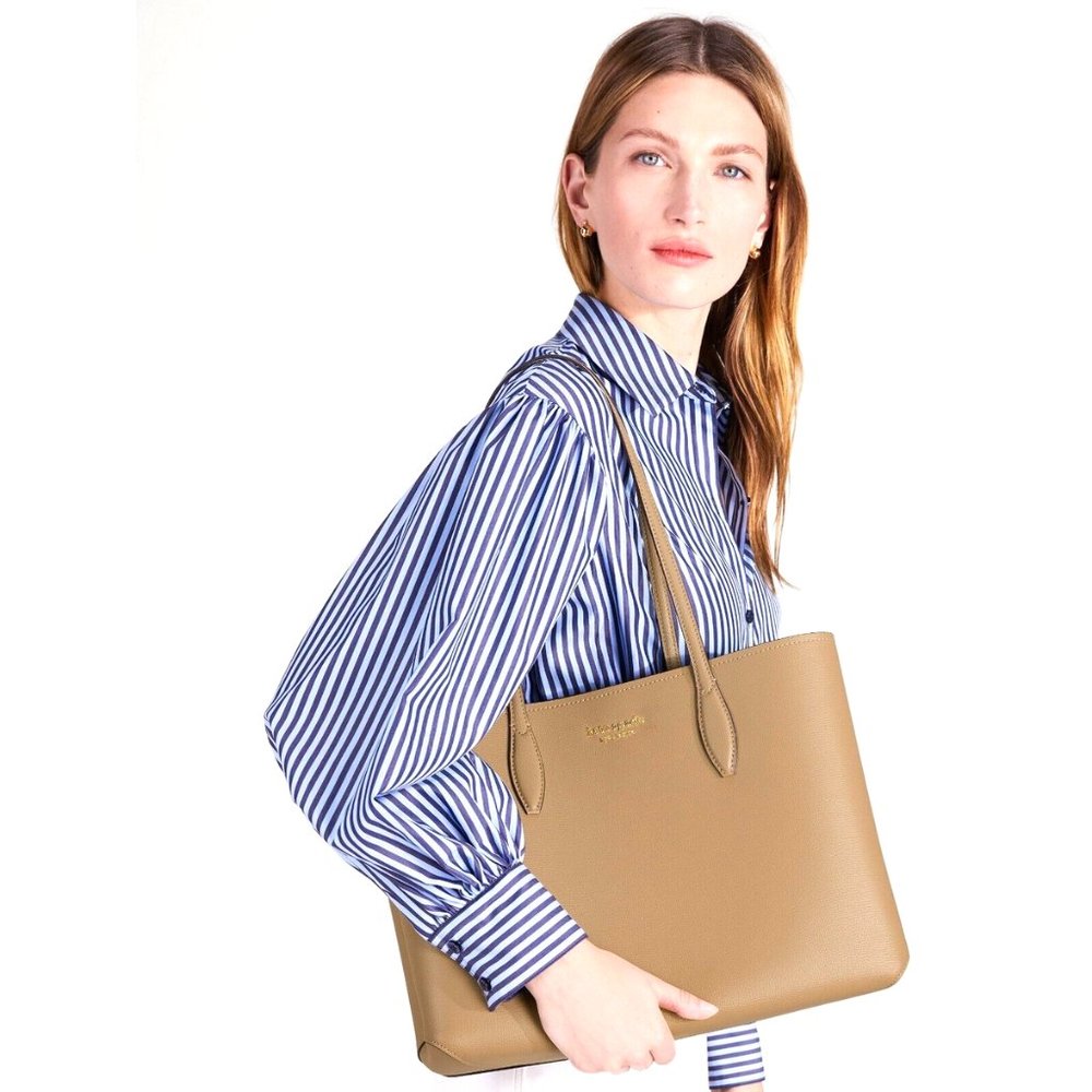 New Kate Spade All Day Large Tote Leather Timeless Taupe